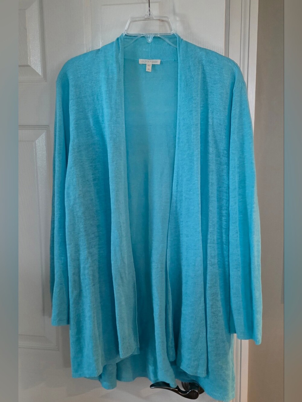 EILEEN FISHER Turquoise Open-Front Lightweight Cardigan XL